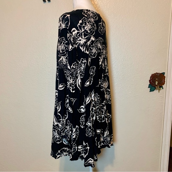 Free People Snap Out Of It Floral Swing Dress Tunic Black White Size Large - Picture 8 of 15
